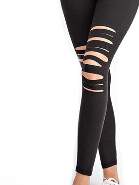 Rae Mode Brand New Women's Black Leggings with laser cut-outs
